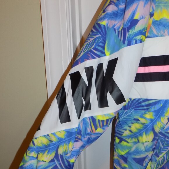 PINK Victoria's Secret Oversized Tropical Coach Jacket Sherpa Lined Medium EXCEL - Picture 4 of 9